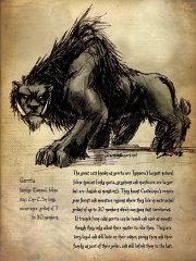 Animal - Gorrta  Race:  Gorrta (more info)   These are the largest naturally-occurring feline denizens of Caevalonia. Gorrta are prized for their fur and for their capacity (if raised from very young) as loyal mounts.